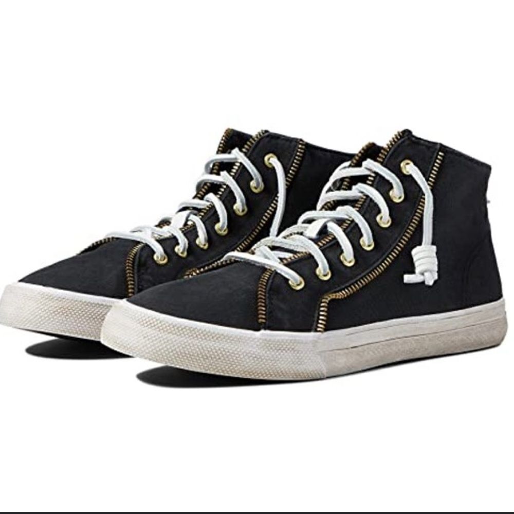 Sperry Collab Rebecca Minkoff High Top Lace Up Zipper Sneakers Black, 8 NWOB